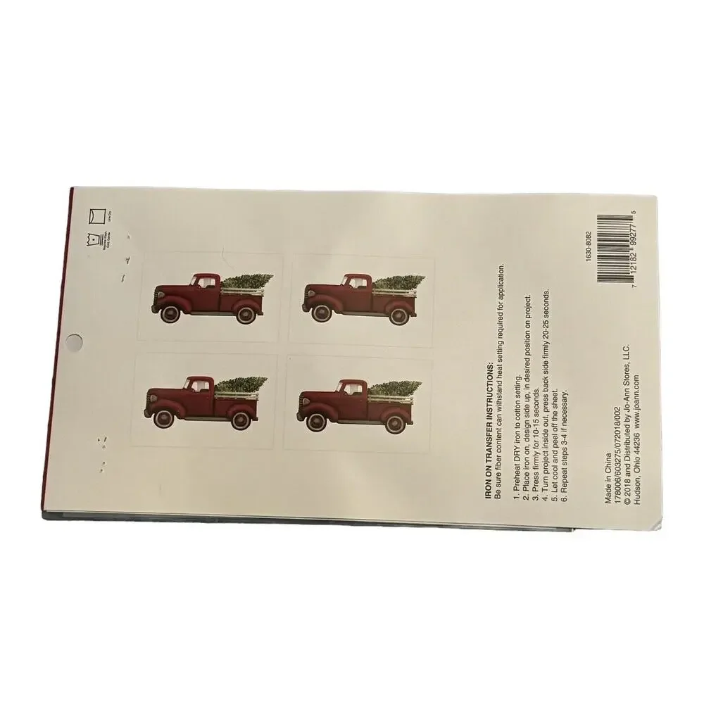 Red Truck Christmas Tree Iron On Applique Makers‎ Holiday Craft 4 Sheets NEW